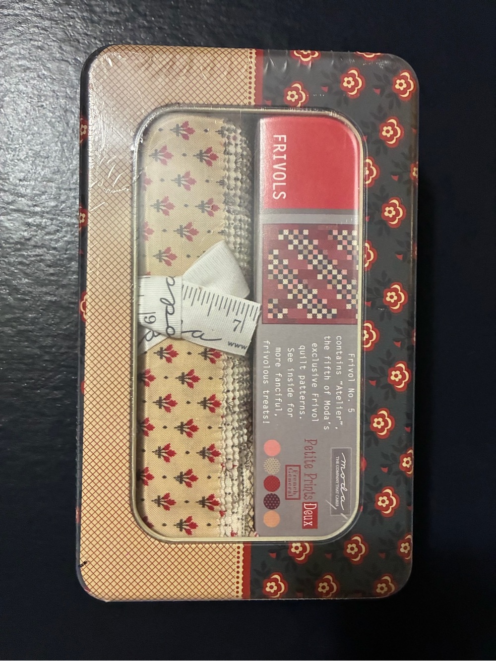 Moda Frivol Petite Prints Fabric Tin in Red and Cream Kit